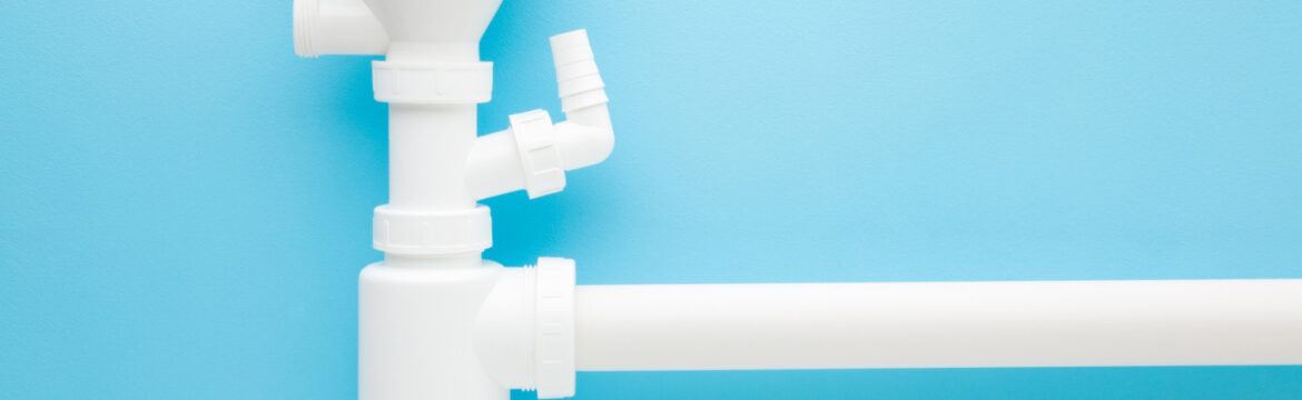 Water pipe assembly with an air admittance valve against blue background
